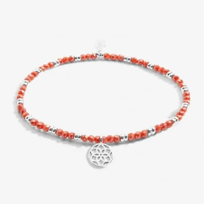 Boho Beads Dreamcatcher Coral & Silver 17.5cm Stretch Bracelet 6808