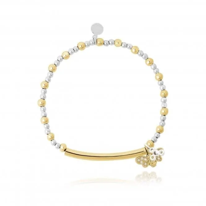 Bracelet Bar Be Happy Be Bright Bee You Silver Gold Bracelet 4784
