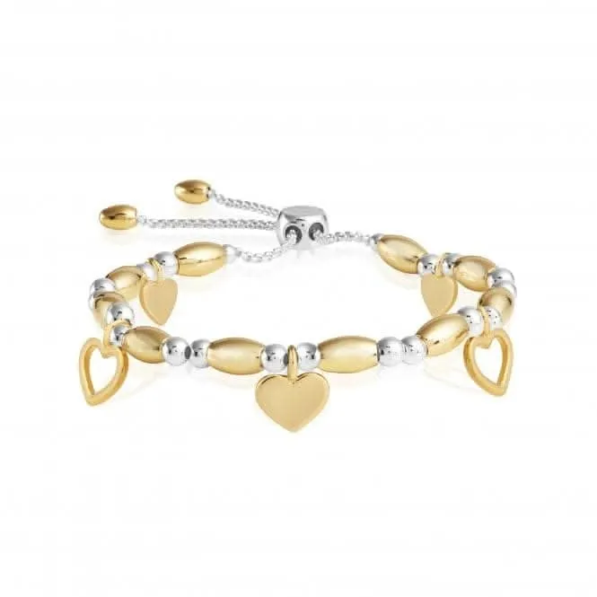 Bracelet Bar Hearts Silver Gold 24.5cm Adjustable Bracelet 4426