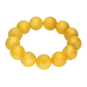 Butter Amber 17mm Round Beaded Bracelet D