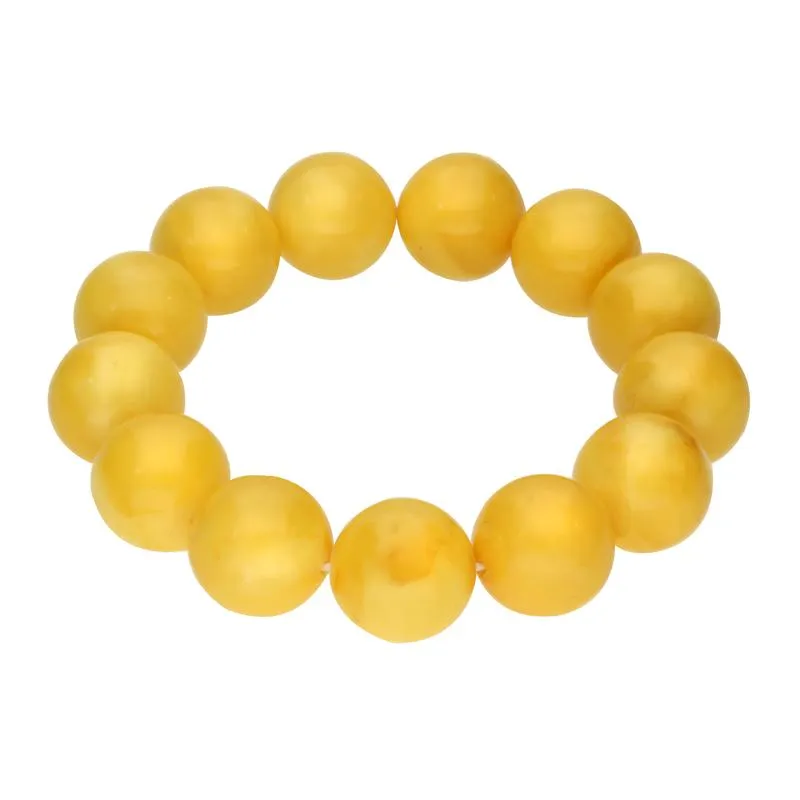 Butter Amber 17mm Round Beaded Bracelet D