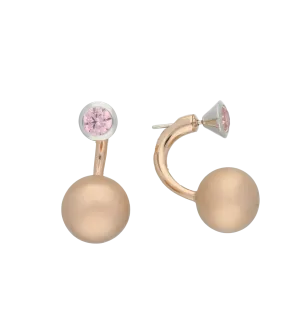 C W Sellors Earrings Front Back Rose Gold Plating And Pink CZ