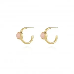 Capri Rose Quartz Hoop Gold Earrings 4491