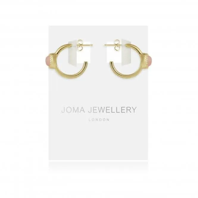 Capri Rose Quartz Hoop Gold Earrings 4491