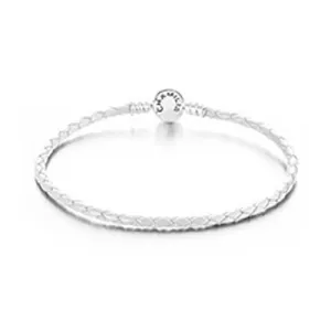 Chamilia Bracelet Braided Snap Closure Leather White Medium