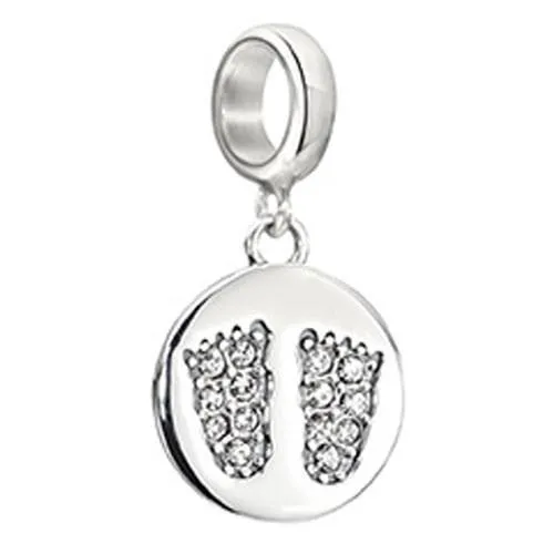 Chamilia Sterling Silver Swarovski Crystal Baby Feet Charm