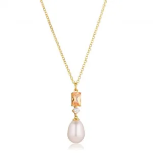 Champagne Zirconia Galatina Necklace SJ-N12381-PCH-YG