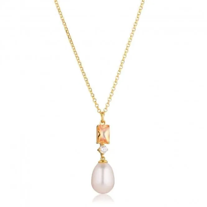 Champagne Zirconia Galatina Necklace SJ-N12381-PCH-YG