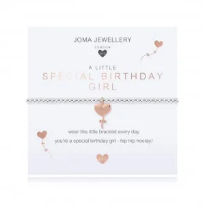 Childrens A Little Special Birthday Girl Silver And Rose Gold 15.5cm Stretch Bracelet C502