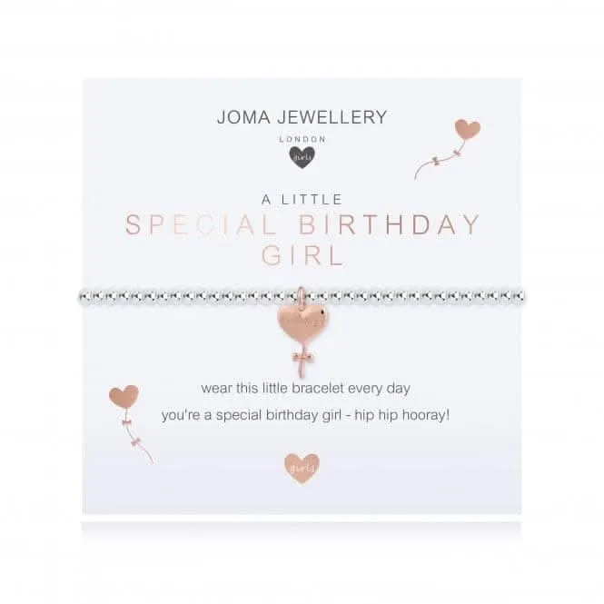 Childrens A Little Special Birthday Girl Silver And Rose Gold 15.5cm Stretch Bracelet C502