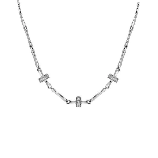 Chimento Bamboo 18ct White Gold 0.15ct Diamond Triple Rondelle Necklace