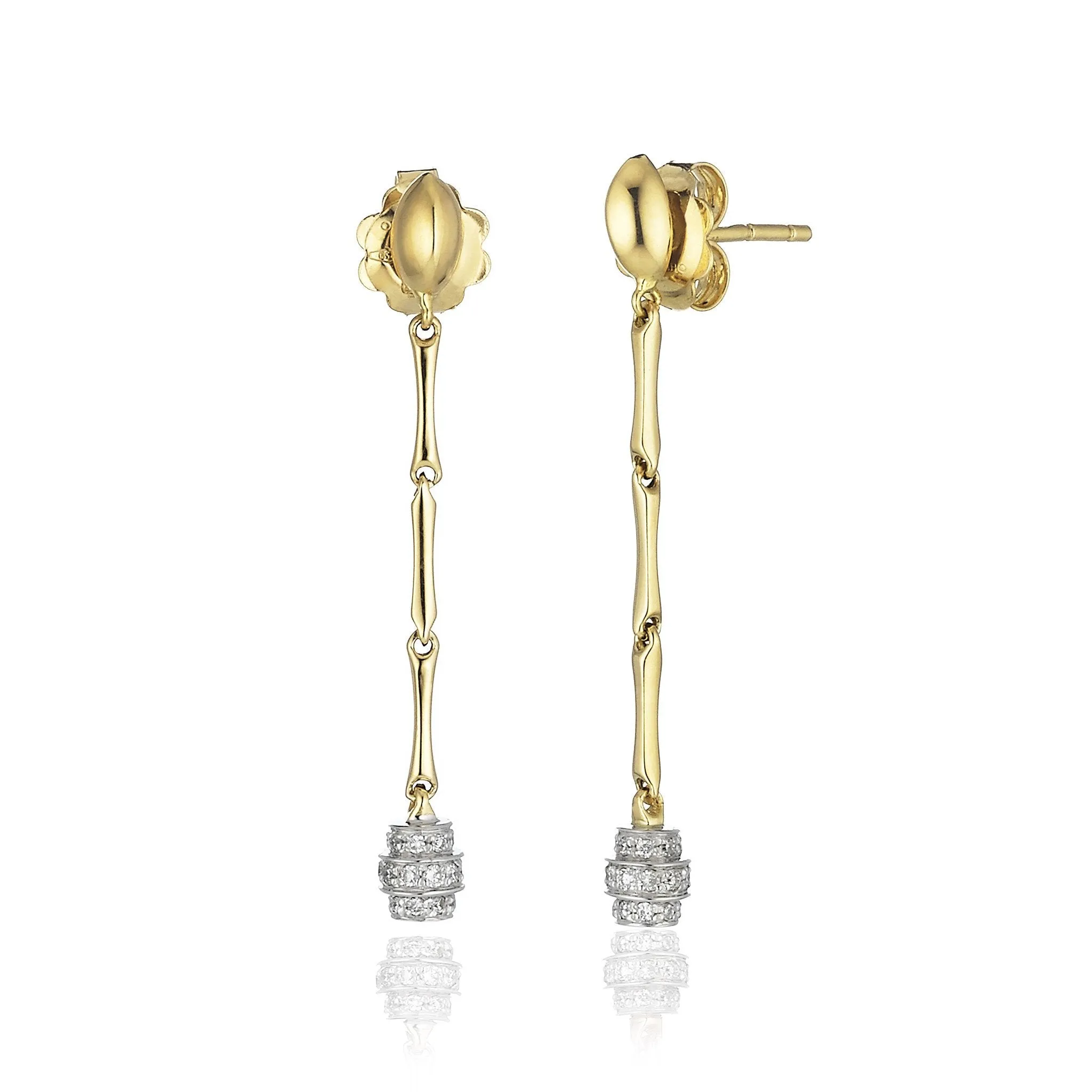 Chimento Bamboo 18ct Yellow Gold 0.20ct Diamond Drop Earrings