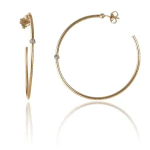 Chimento Bamboo Flirt 18ct Rose Gold 0.20ct Diamond Large Hoop Earrings