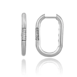 Chimento Bamboo Pure 18ct White Gold 0.13ct Diamond Rectangle Hoop Earrings