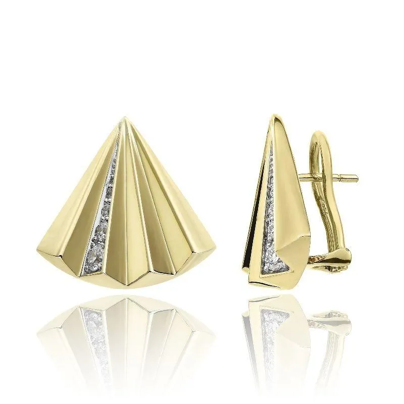 Chimento Bamboo Sipario 18ct Yellow Gold 0.31ct Diamond Stud Earrings
