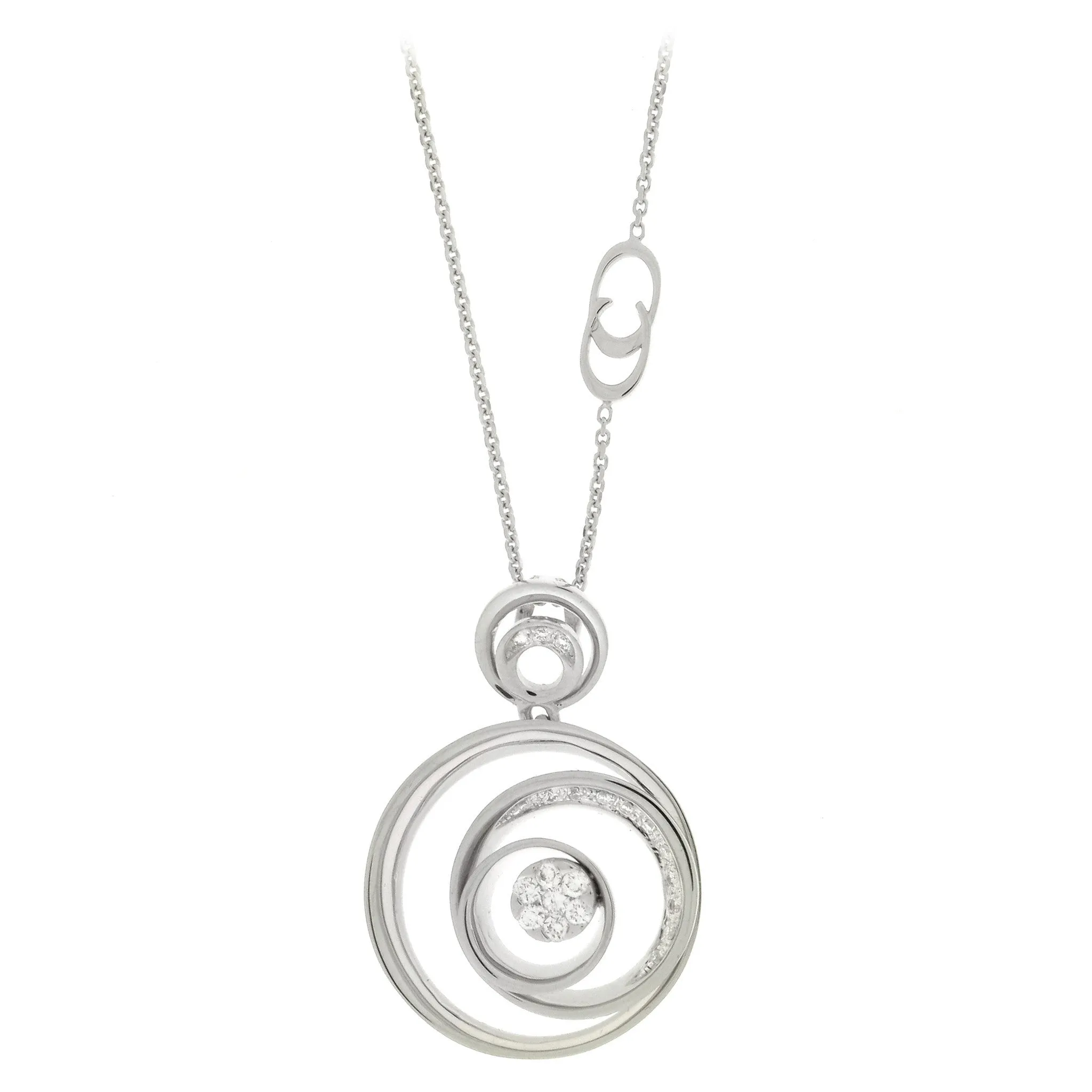 Chimento Fleur 18ct White Gold 0.23ct Diamond Orbital Necklace D