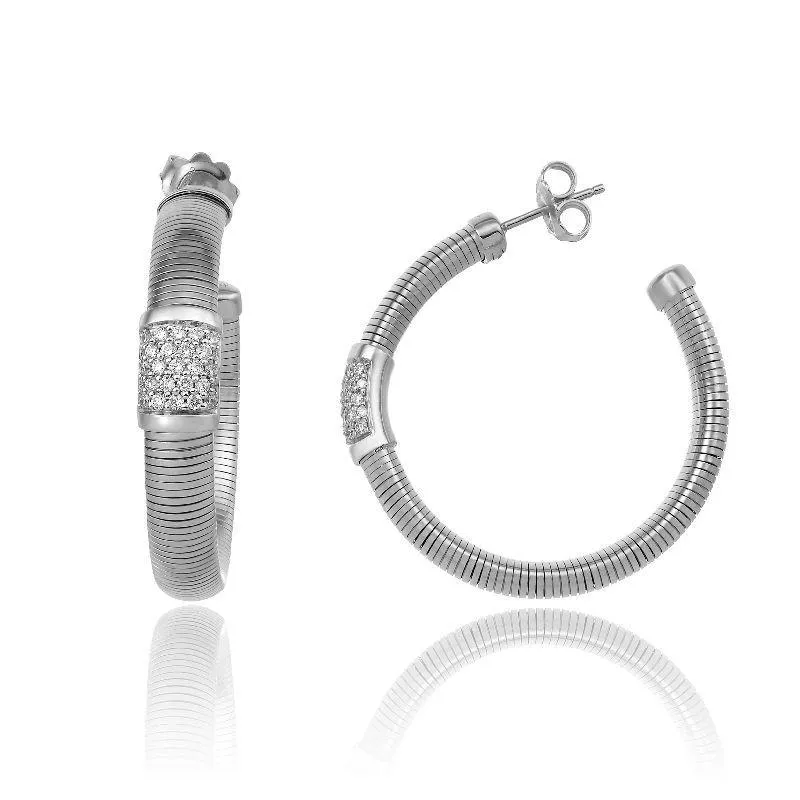 Chimento Stardust Pave 18ct White Gold 0.54ct Diamond Hoop Earrings