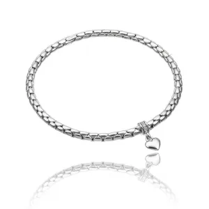 Chimento Stretch Charm 18ct White Gold Diamond Heart Charm Bracelet