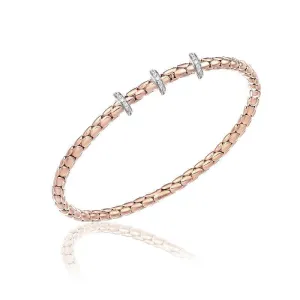 Chimento Stretch Spring 18ct Rose Gold 0.31ct Diamond Triple Rondelle Bracelet