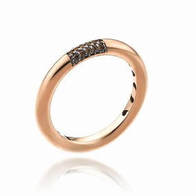 Chimento Bamboo Pure 18ct Rose Gold 0.08ct Brown Diamond Ring