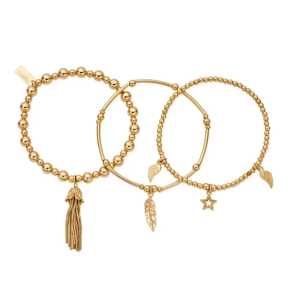 Chlobo Boho Luxe Gold Plated Guidance Set of 3 Bracelets