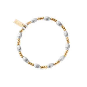 Chlobo Mixed Metal Gold Plated and Silver Corrugated Oval Bracelet