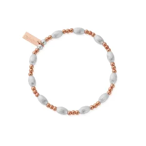 Chlobo Mixed Metal Rose Gold Plated and Silver Corrugated Oval Bracelet D