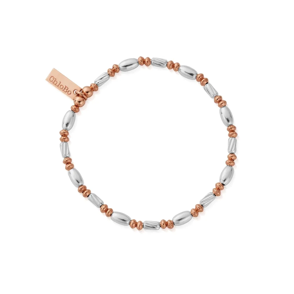 Chlobo Mixed Metal Rose Gold Plated and Silver Twisted Oval Bracelet D
