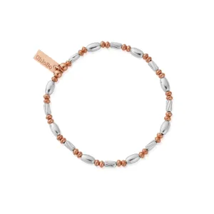 Chlobo Mixed Metal Rose Gold Plated and Silver Twisted Oval Bracelet D