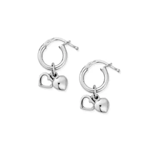 ChloBo Sterling Silver Double Heart Small Hoop Earrings