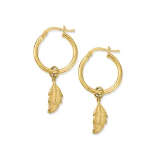 ChloBo Sterling Silver Gold Plated Didi Feather Hoop Earrings D