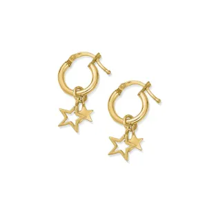 ChloBo Sterling Silver Gold Plated Double Star Small Hoop Earrings