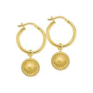 ChloBo Sterling Silver Gold Plated Sun Catcher Hoop Earrings