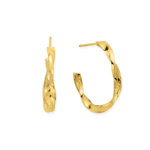ChloBo Sterling Silver Gold Plated Sun Twisted Hoop Earrings