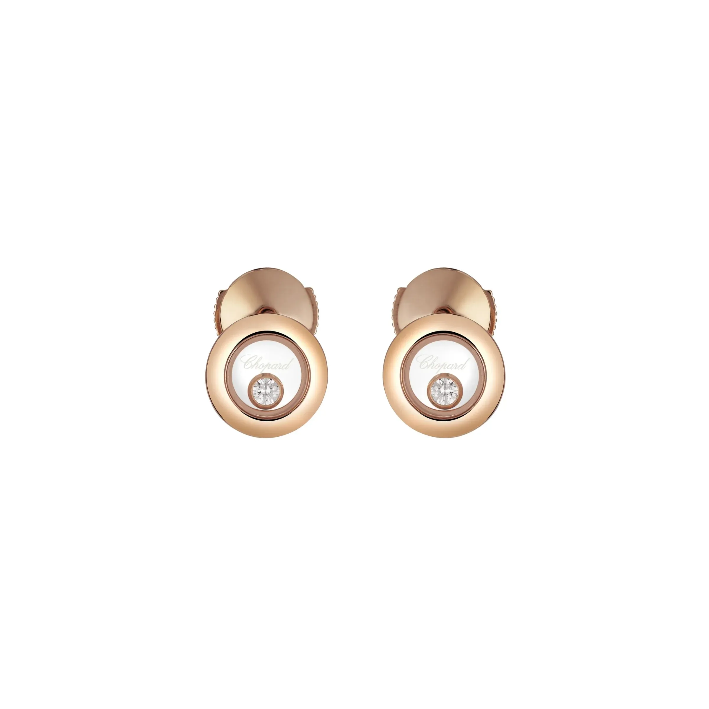 Chopard Happy Diamonds Icons 18ct Rose Gold 0.10ct Diamond Stud Earrings