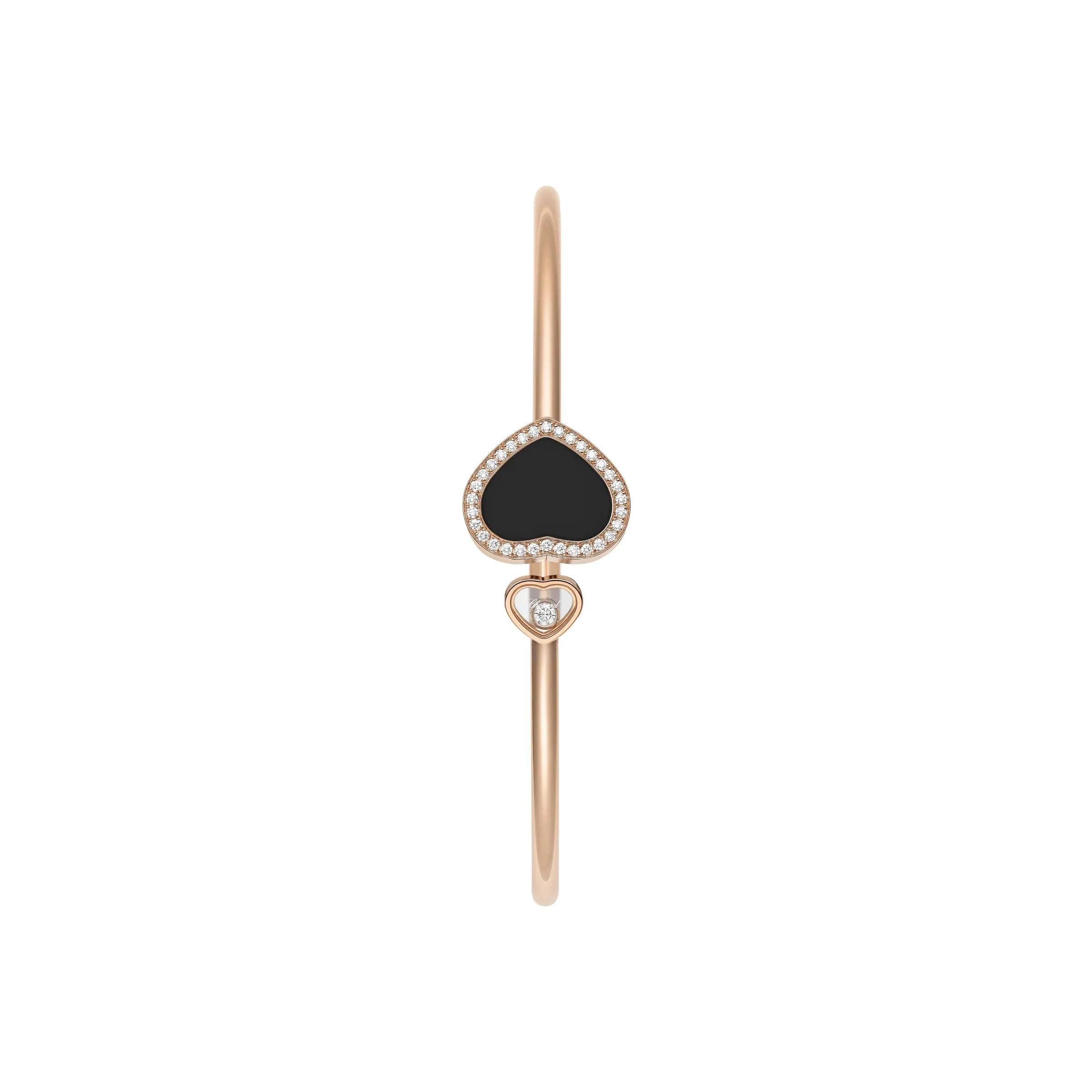 Chopard Happy Hearts 18ct Rose Gold 0.19ct Diamond Onyx Bangle
