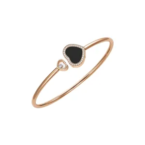 Chopard Happy Hearts 18ct Rose Gold 0.19ct Diamond Onyx Bangle