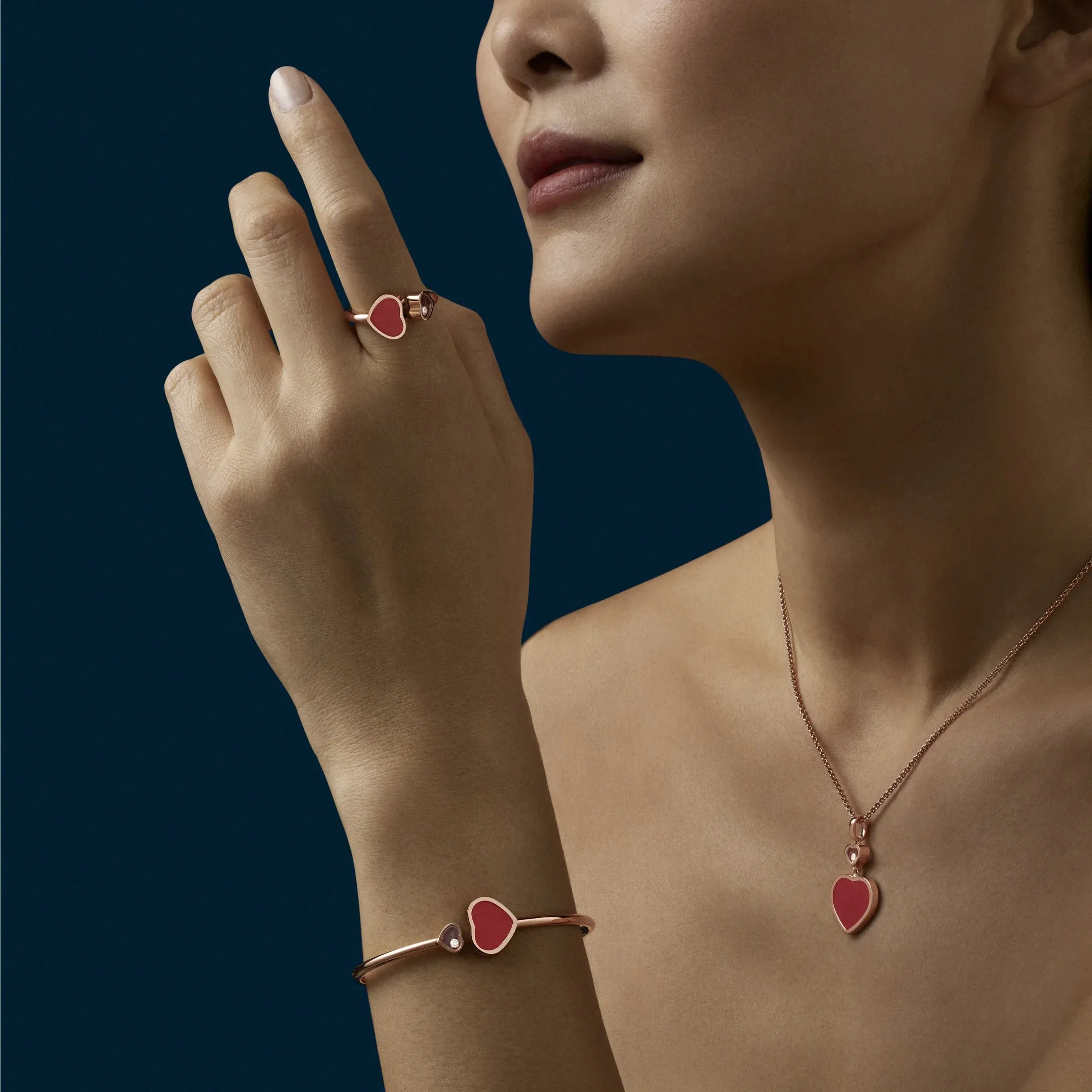 Chopard Happy Hearts 18ct Rose Gold Diamond Carnelian Bangle