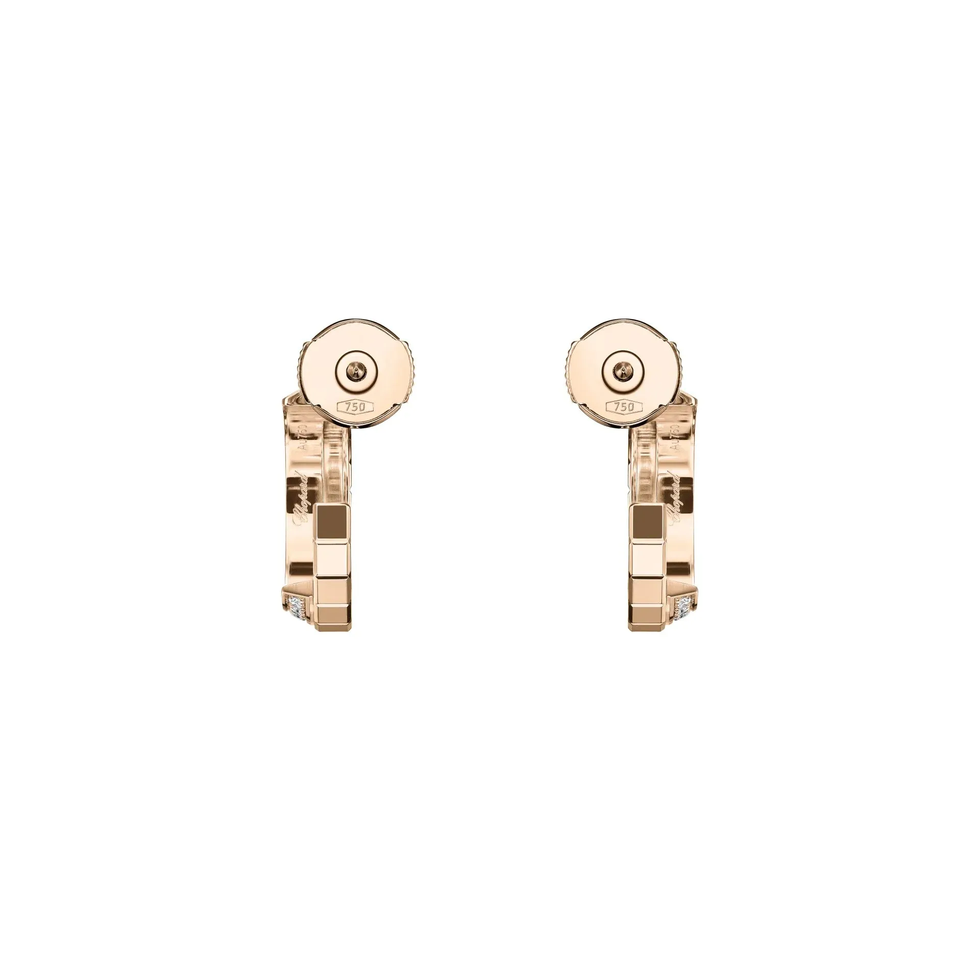 Chopard Ice Cube 18ct Rose Gold 0.24ct Diamond Hoop Earrings
