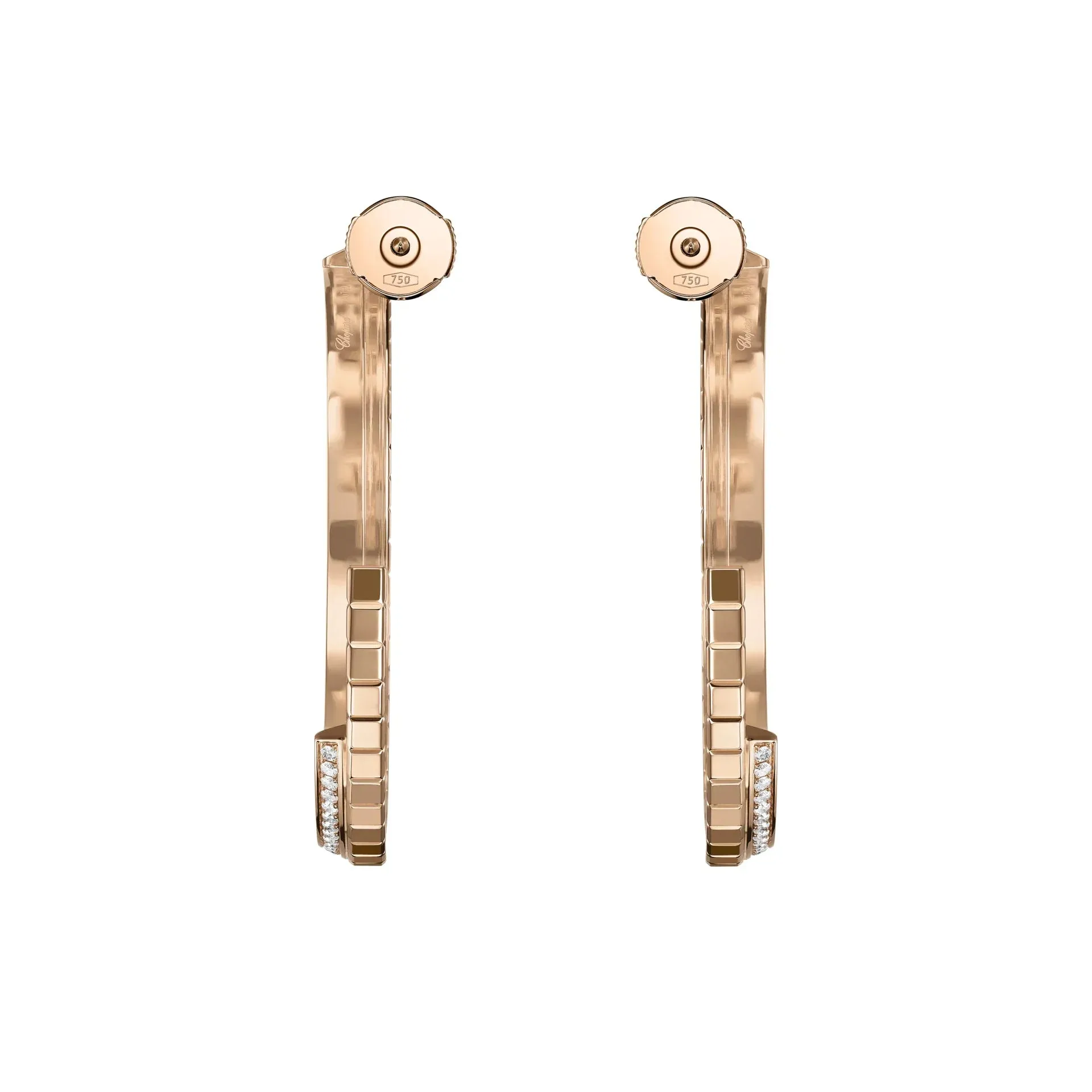 Chopard Ice Cube 18ct Rose Gold 0.66ct Diamond Large Hoop Earrings