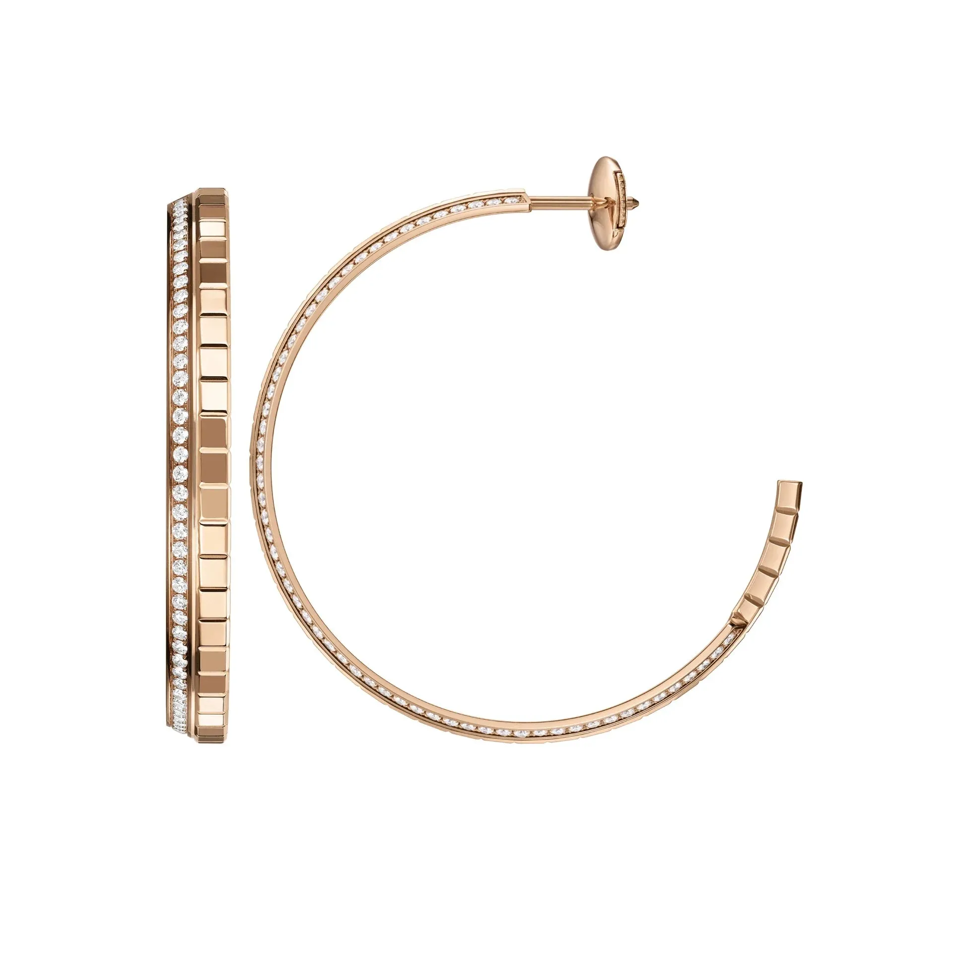 Chopard Ice Cube 18ct Rose Gold 0.66ct Diamond Large Hoop Earrings
