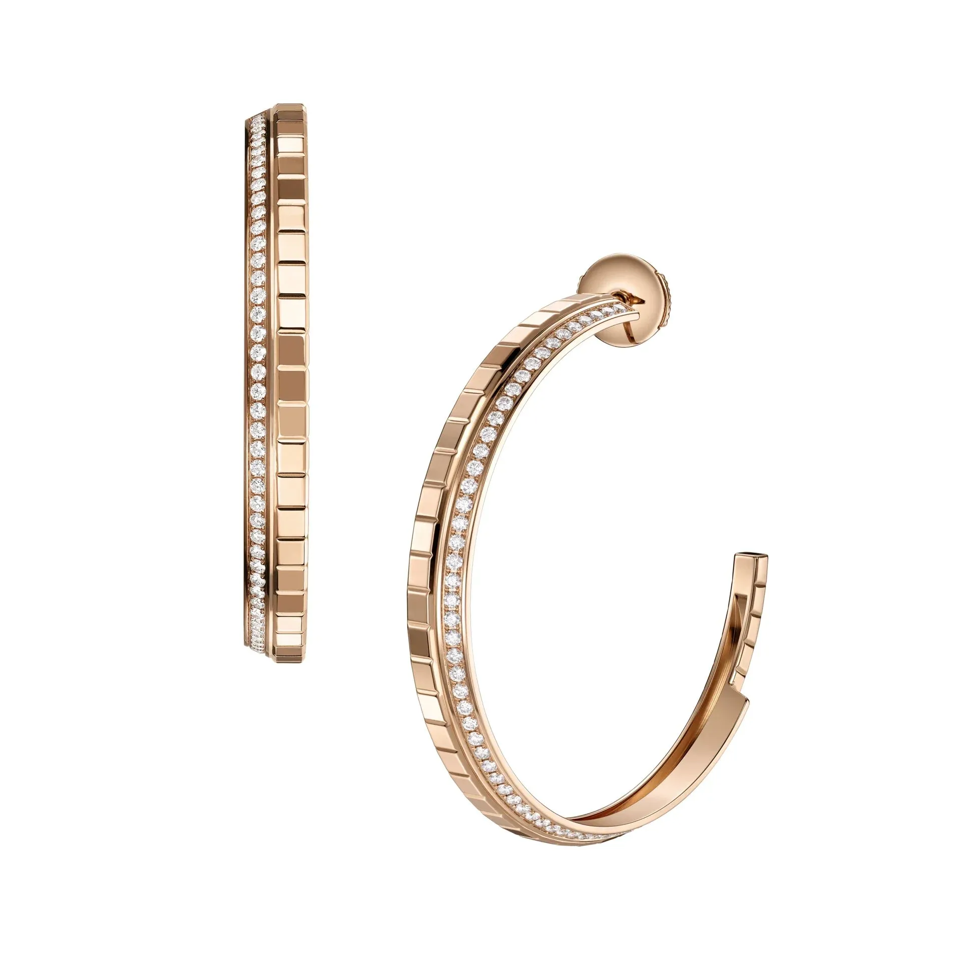 Chopard Ice Cube 18ct Rose Gold 0.66ct Diamond Large Hoop Earrings