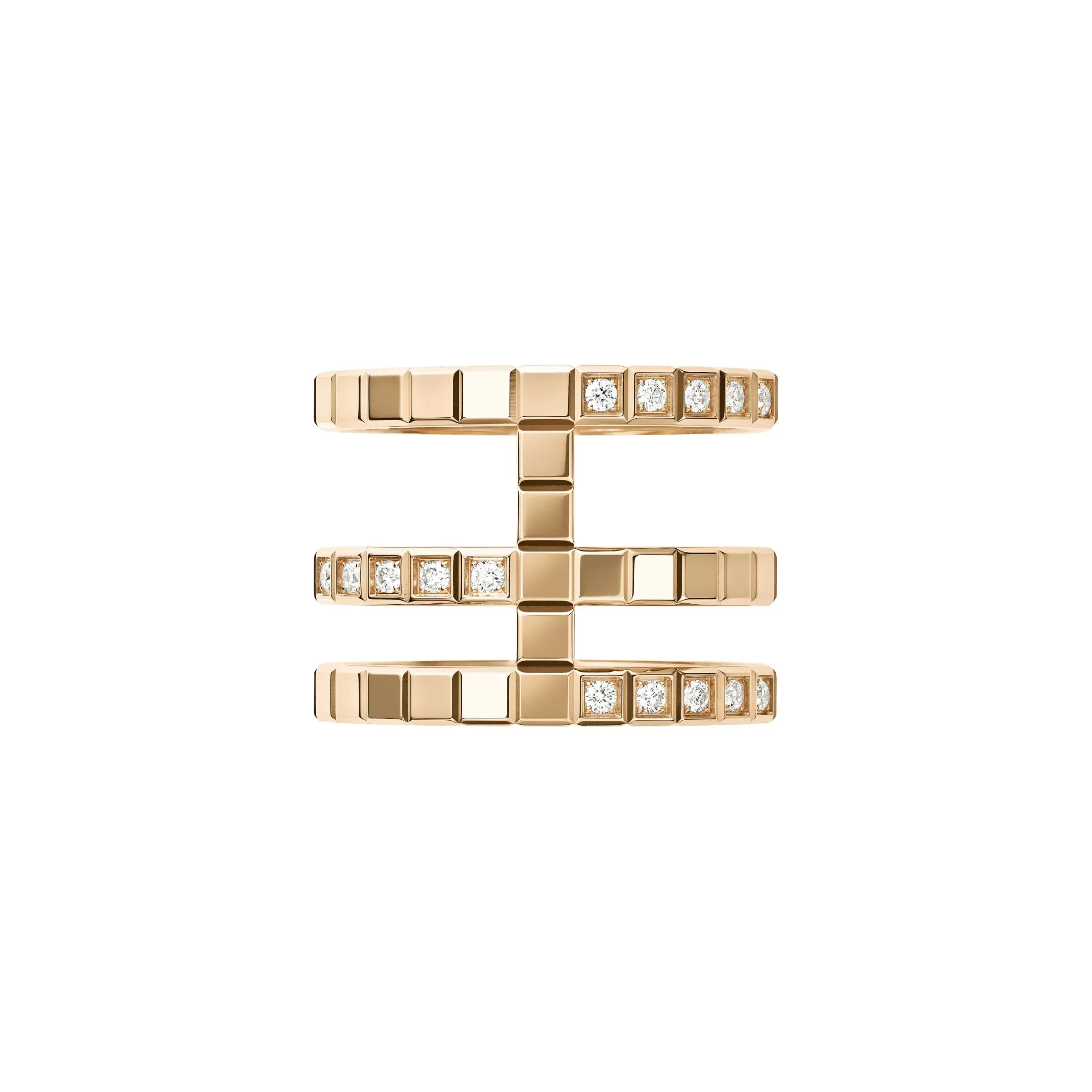 Chopard Ice Cube 18ct Rose Gold Diamond Triple Ring