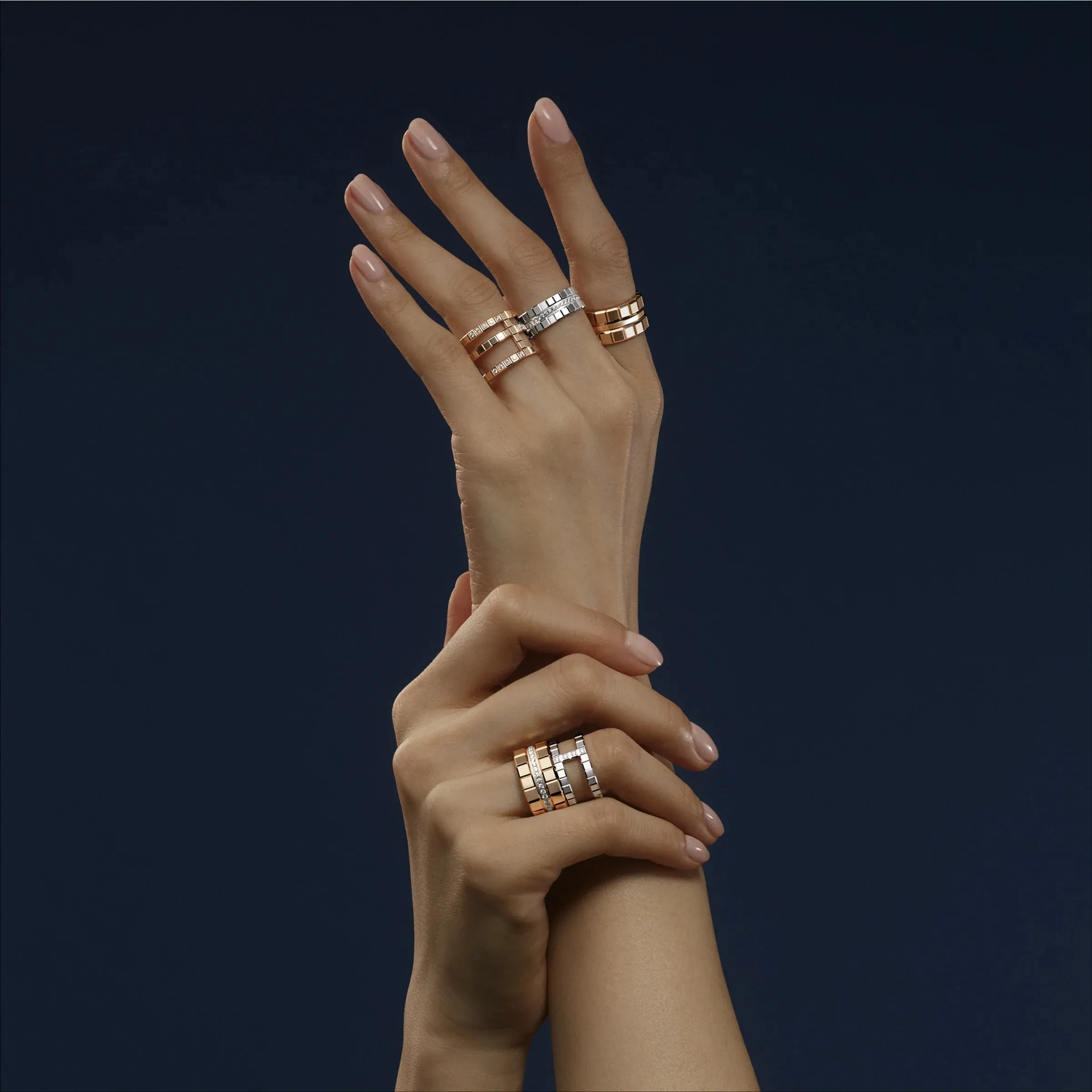 Chopard Ice Cube 18ct Rose Gold Diamond Triple Ring
