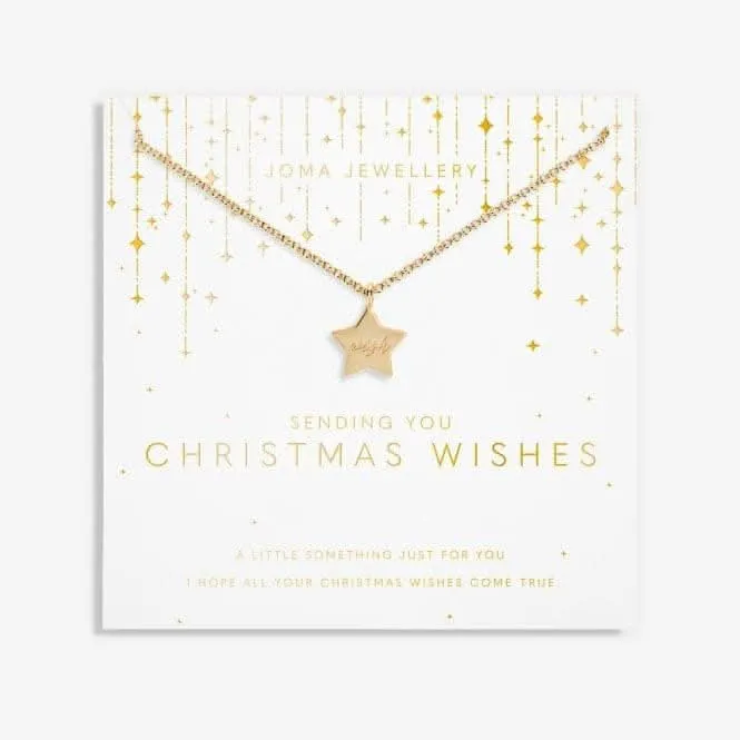 Christmas Sending You Christmas Wishes Gold 46cm   5cm Necklace 6369