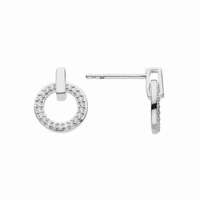 Circular Open Bar Zirconia Stud Earrings 36820CZ