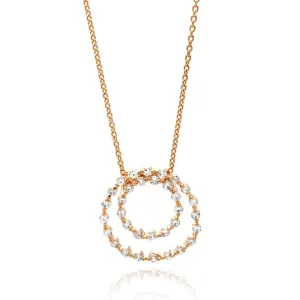 Clearance-Silver 925 Clear CZ Rose Gold Plated Open Circle Pendant Necklace - STP00416RGP