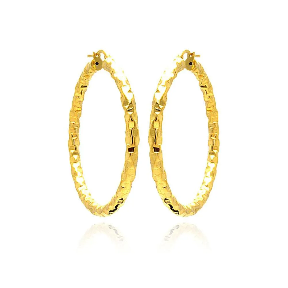 Clearance-Silver 925 Gold Plated Hoop Earrings - ITE00021GP