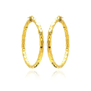 Clearance-Silver 925 Gold Plated Hoop Earrings - ITE00021GP