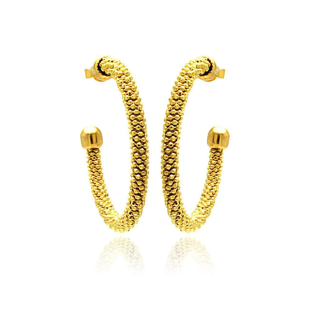Clearance-Silver 925 Gold Plated Hoop Earrings - ITE00042GP